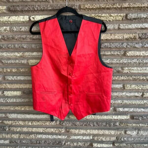 Brand Q Men’s Red 100% Silk Formal Vest Size Small